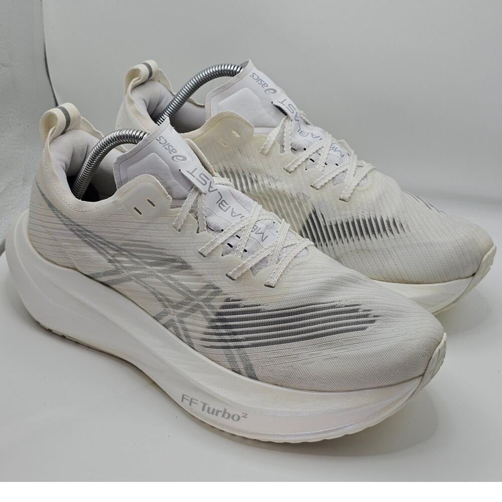 Asics Megablast White Piedmont Grey Mens 9 UK 8 Running Shoes Sneakers Athletic